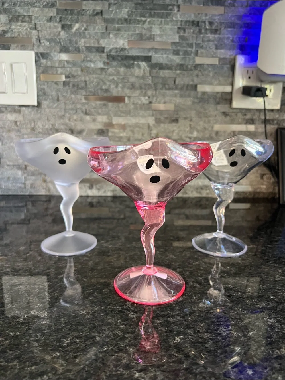 Goblin & Ghoul GHOST Shaped Acrylic MARTINI GLASSES-Set of 3